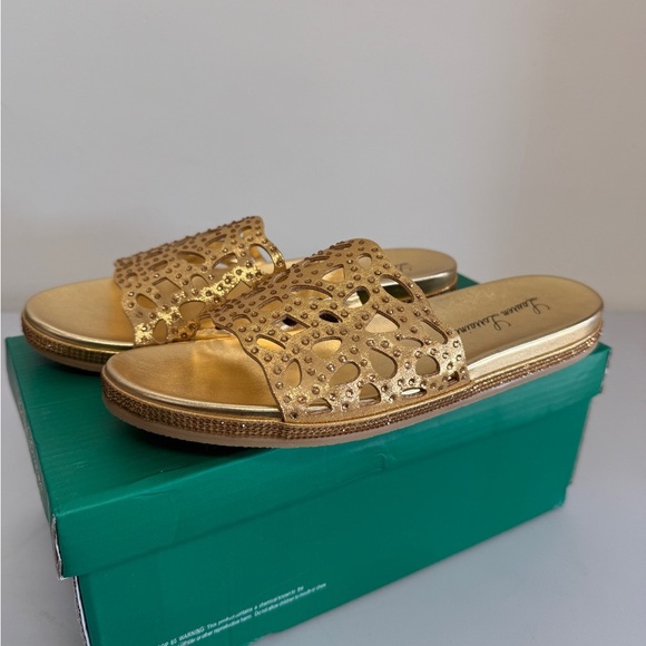 lauren larraine Byanka Gold sandals womens 8 - Picture 1 of 6